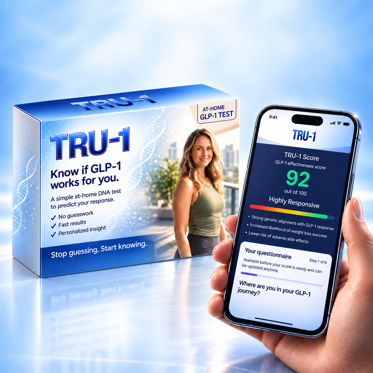 TRU-1 at-home testing kit and phone