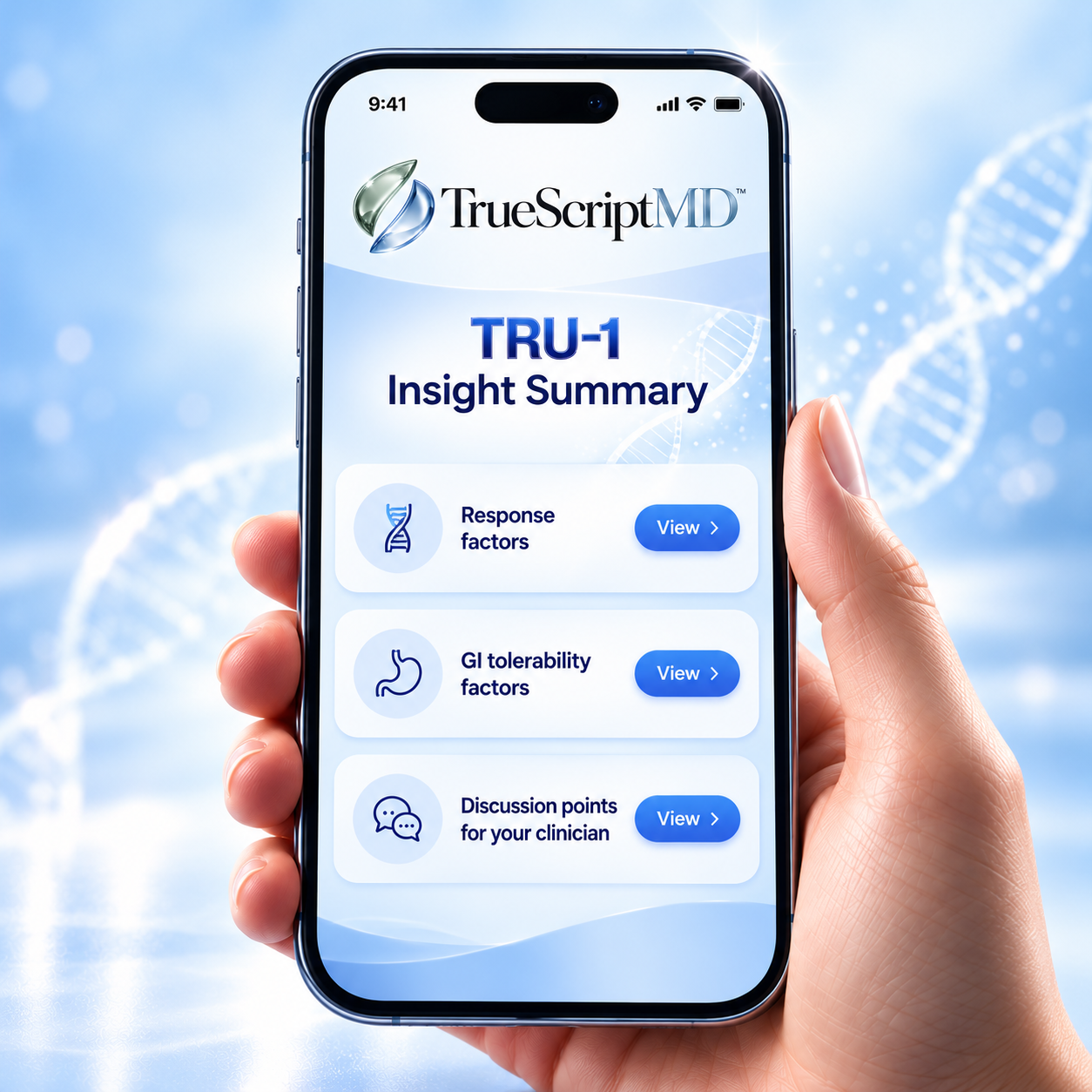 TRU-1 insight summary shown on a phone