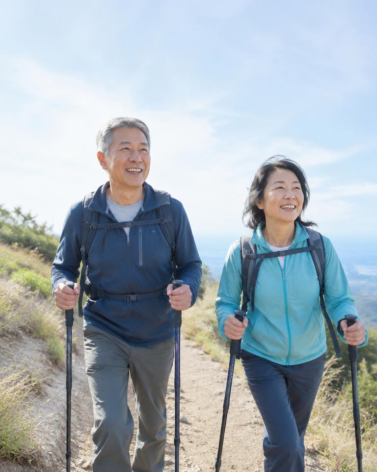 Couple hiking outdoors