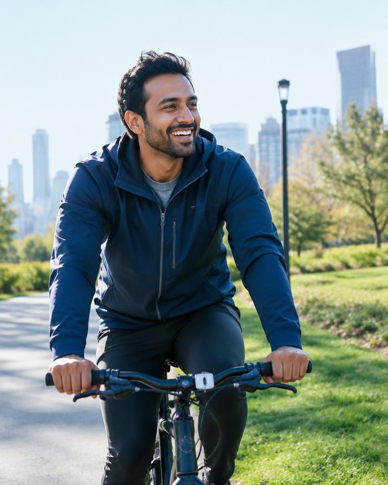 Man cycling outdoors